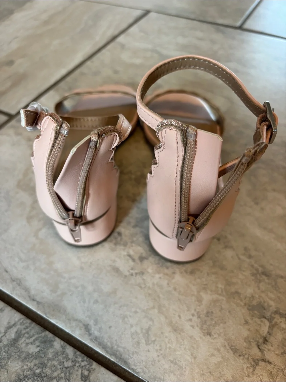 DV by Dolce Vita Blush Pink Scalloped Ankle-Strap Sandals